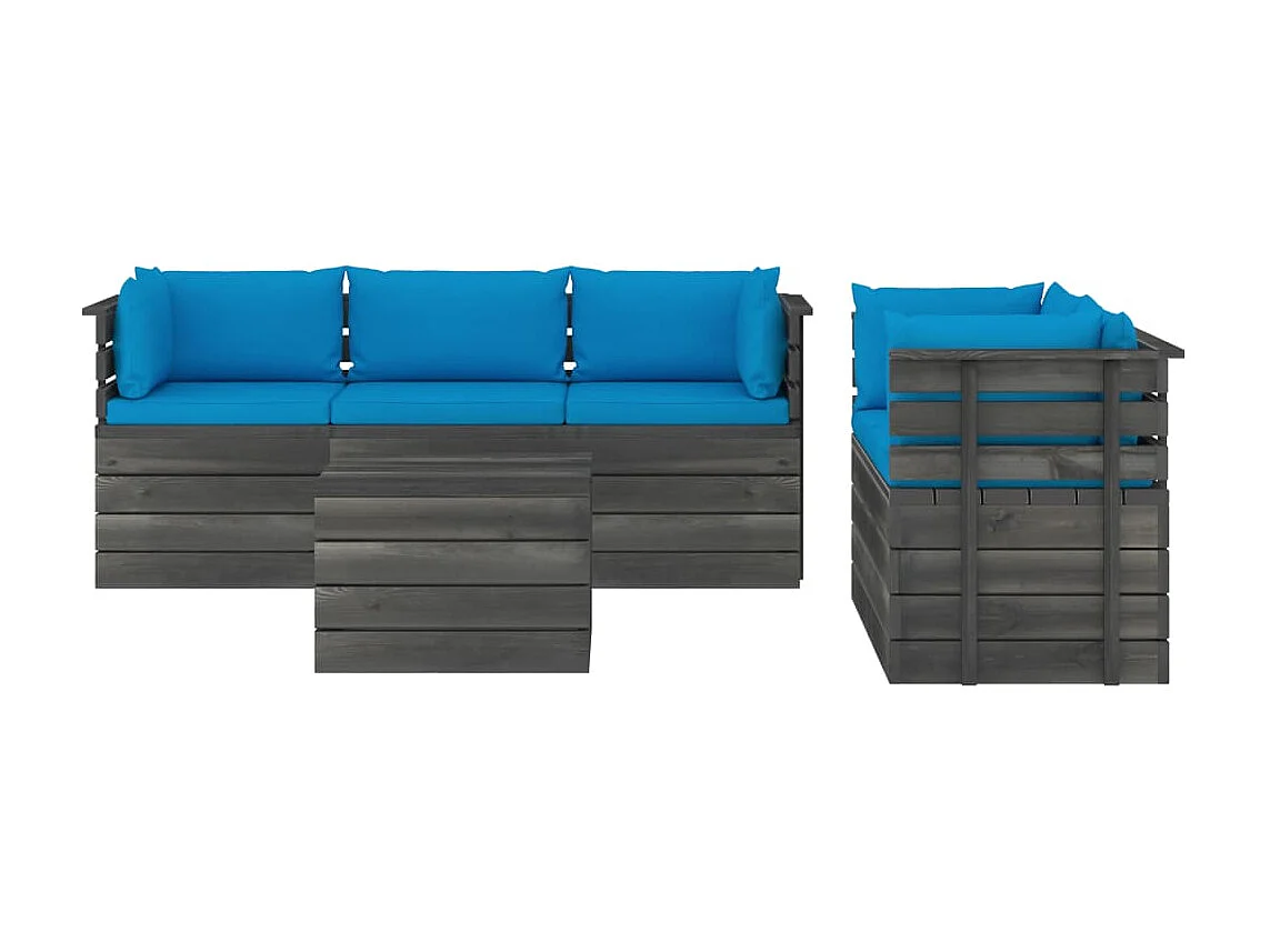 Salon palette de jardin 6 pcs avec coussins Bois de pin massif 24