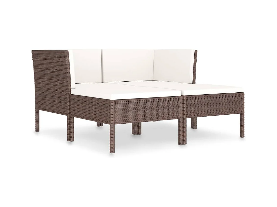 Salon de jardin 4 pcs avec coussins Résine tressée Marron 13
