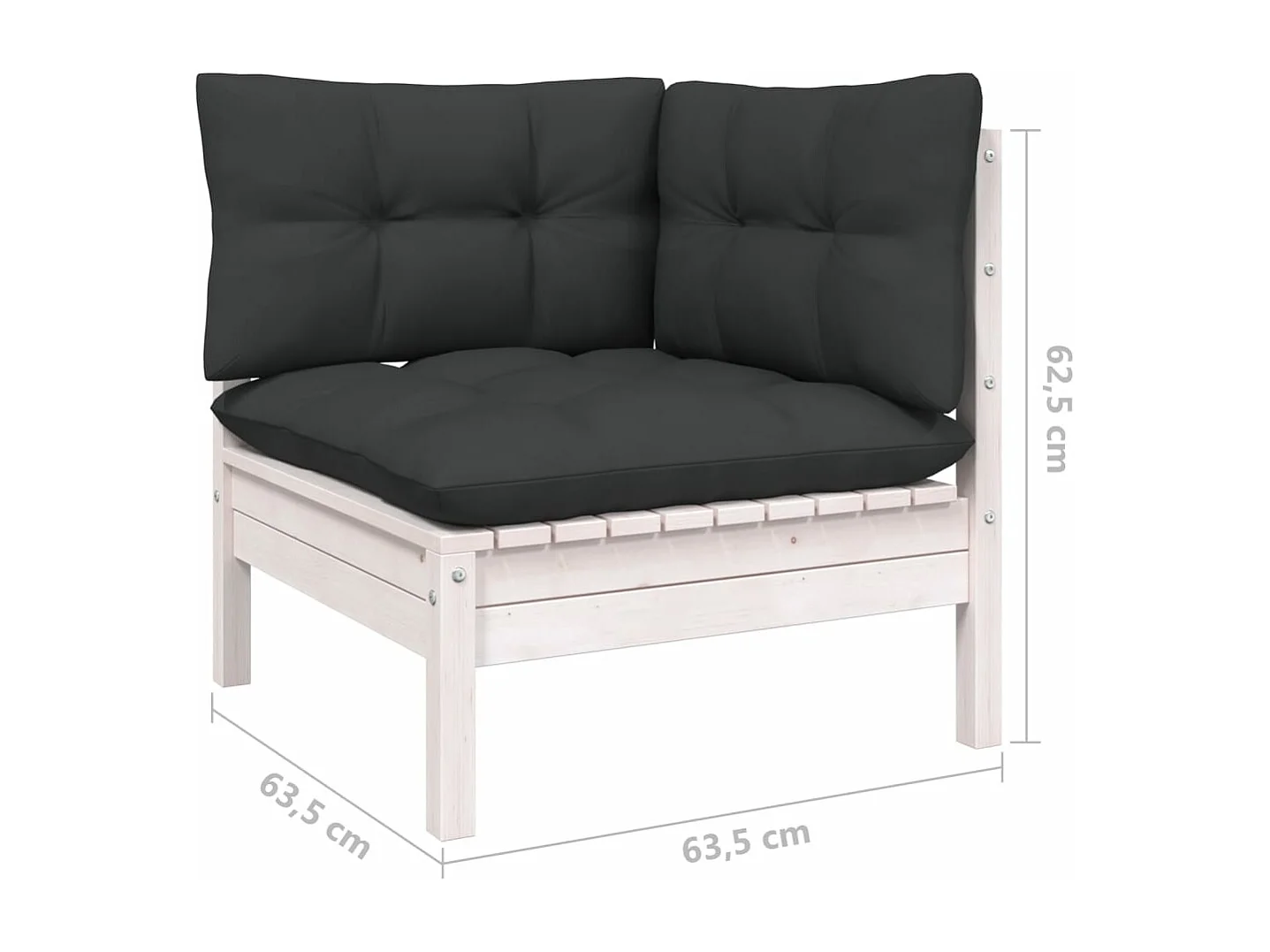 Salon de jardin 9 pcs avec coussins Blanc Bois de pin solide 6