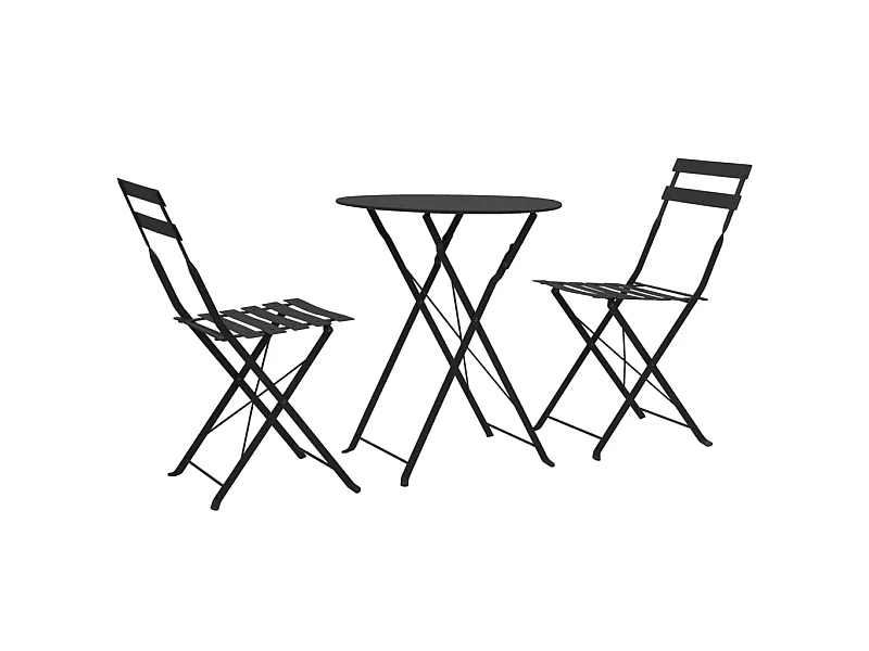 Mobilier de bistro 3 pcs Acier Noir