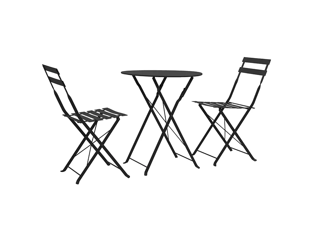 Mobilier de bistro 3 pcs Acier Noir