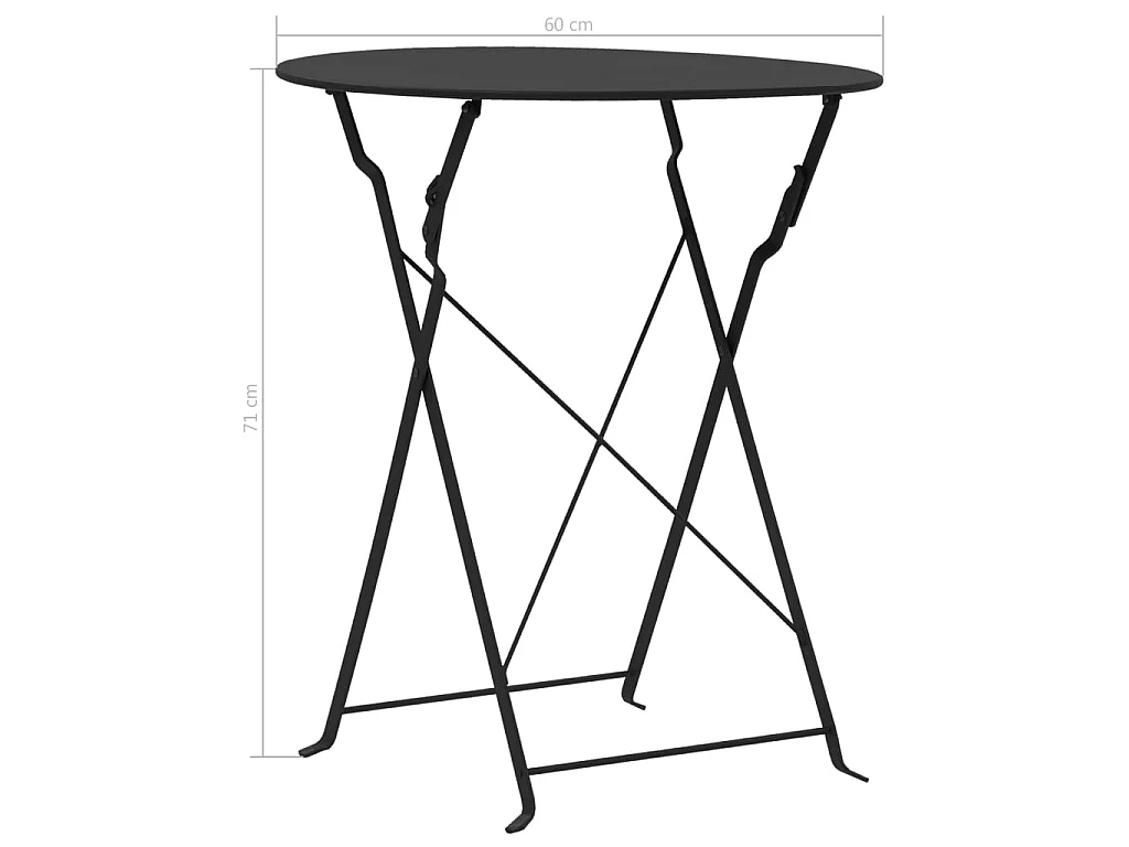 Mobilier de bistro 3 pcs Acier Noir