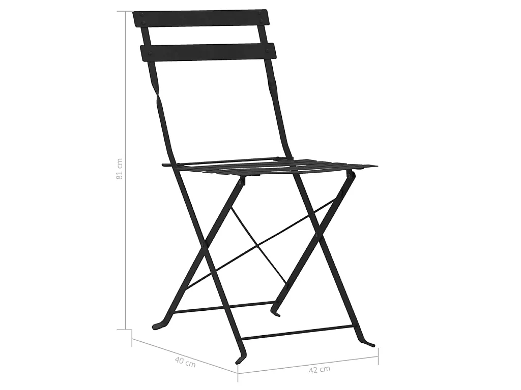Mobilier de bistro 3 pcs Acier Noir