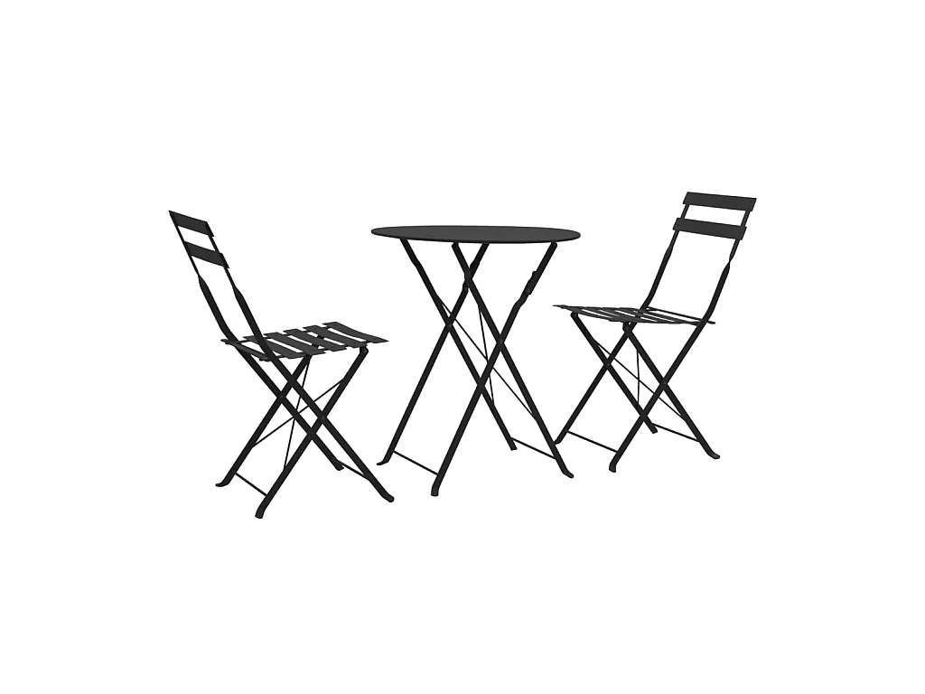 Mobilier de bistro 3 pcs Acier Noir