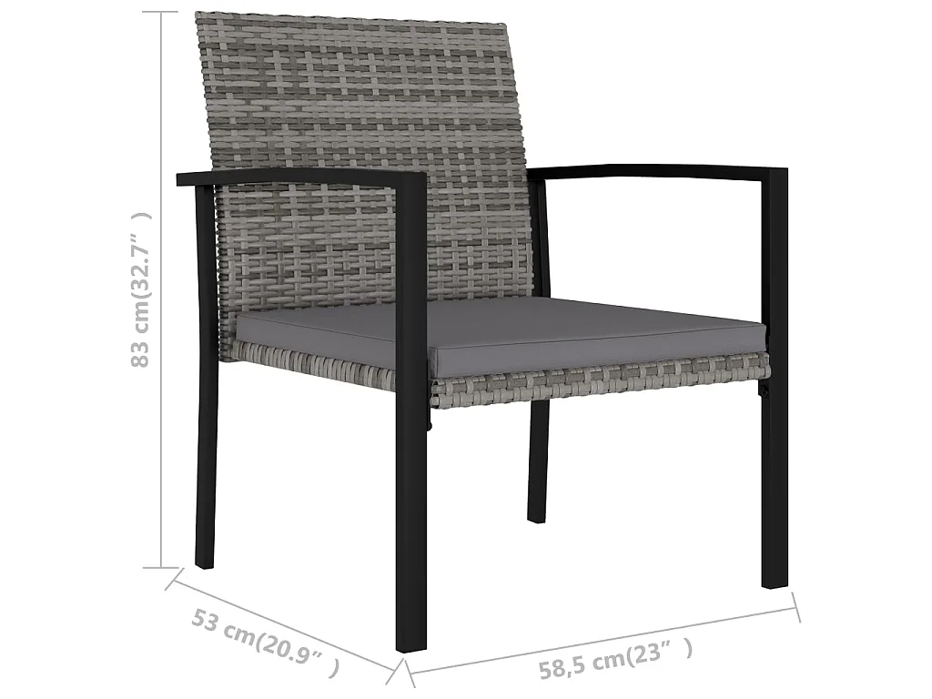 Ensemble de salle à manger de jardin 5 pcs Résine tressée Gris 3