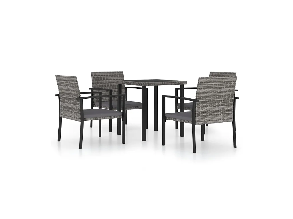 Ensemble de salle à manger de jardin 5 pcs Résine tressée Gris 3