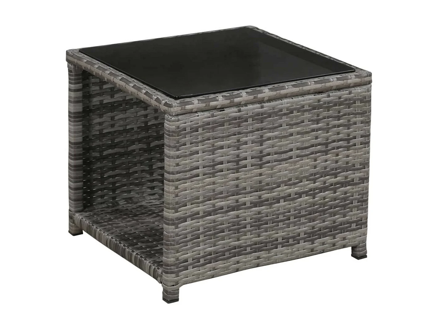 Mobilier de bistro 3 pcs avec coussins Résine tressée Gris