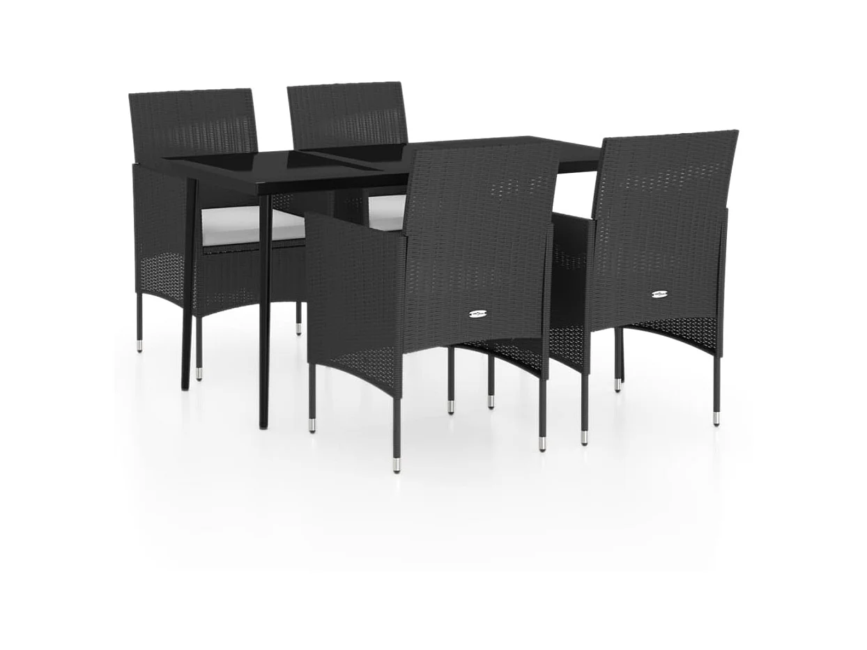 Mobilier de salle à manger de jardin avec coussins 5 pcs Noir 3