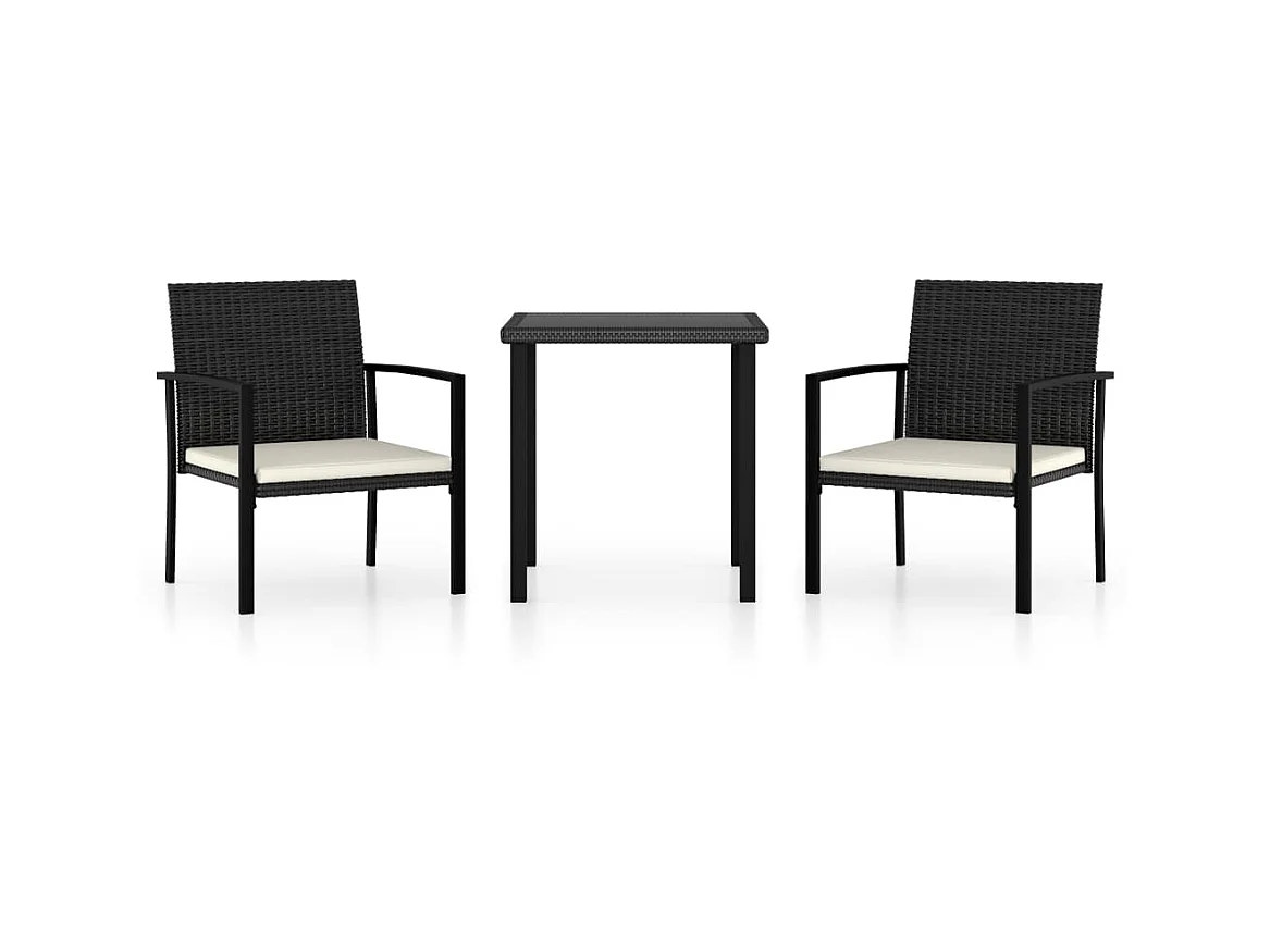 Ensemble de salle à manger de jardin 3 pcs Résine tressée Noir 3