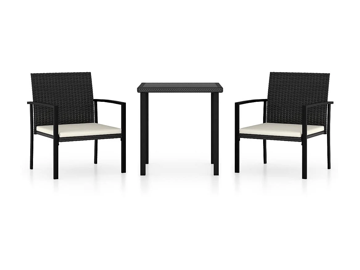 Ensemble de salle à manger de jardin 3 pcs Résine tressée Noir 3