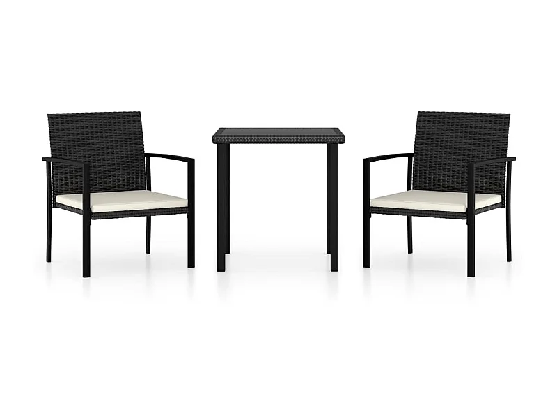 Ensemble de salle à manger de jardin 3 pcs Résine tressée Noir 3