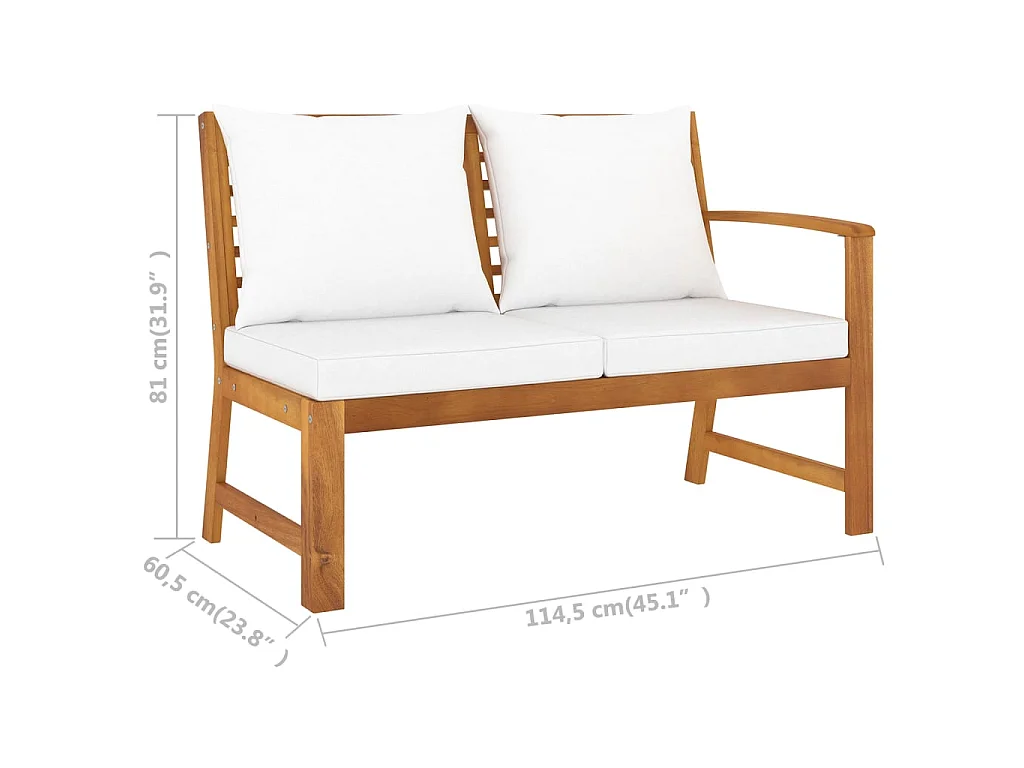 Salon de jardin 5 pcs avec coussin Crème Bois d'acacia solide