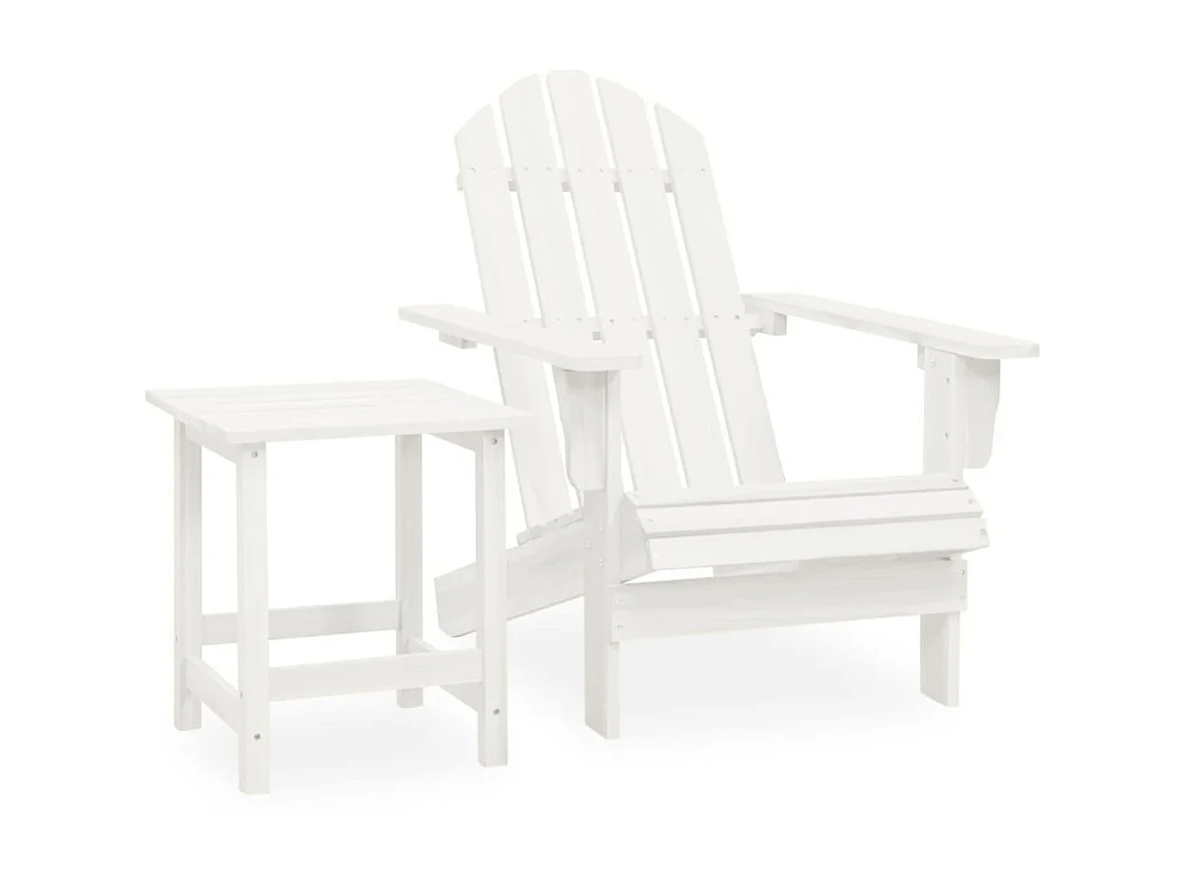 Chaise de jardin Adirondack avec table Bois de sapin Blanc