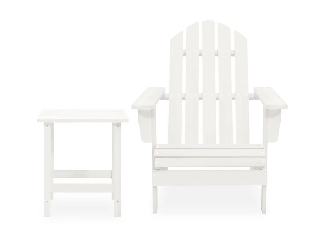 Chaise de jardin Adirondack avec table Bois de sapin Blanc