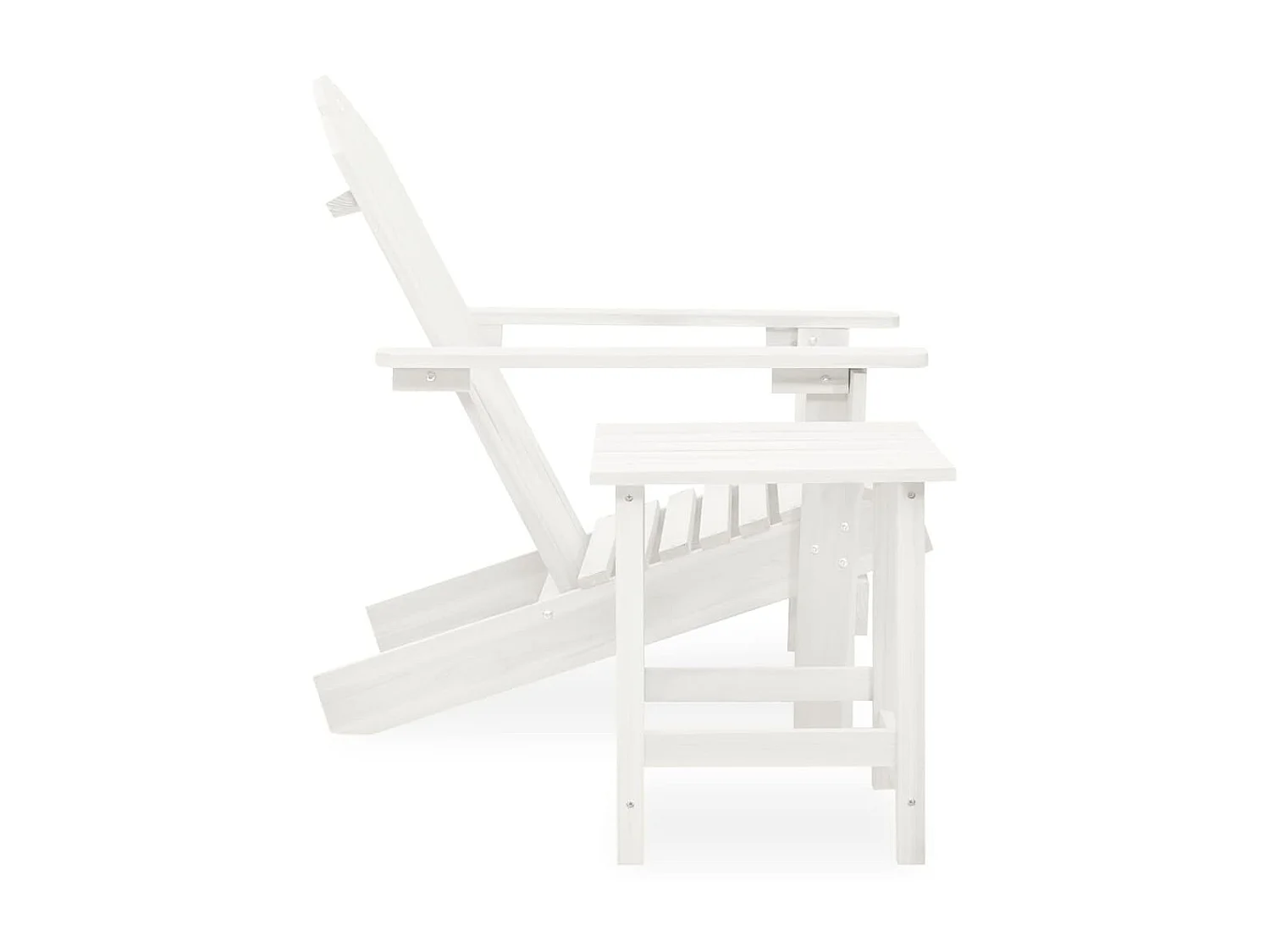 Chaise de jardin Adirondack avec table Bois de sapin Blanc