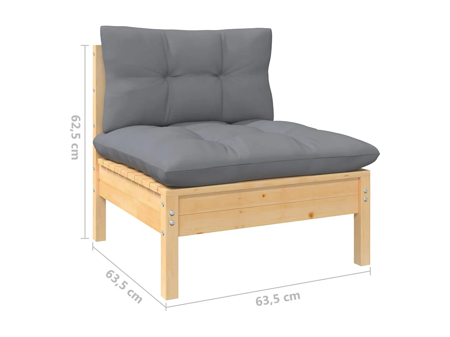 Salon de jardin 4 pcs avec coussins gris Bois de pin 4