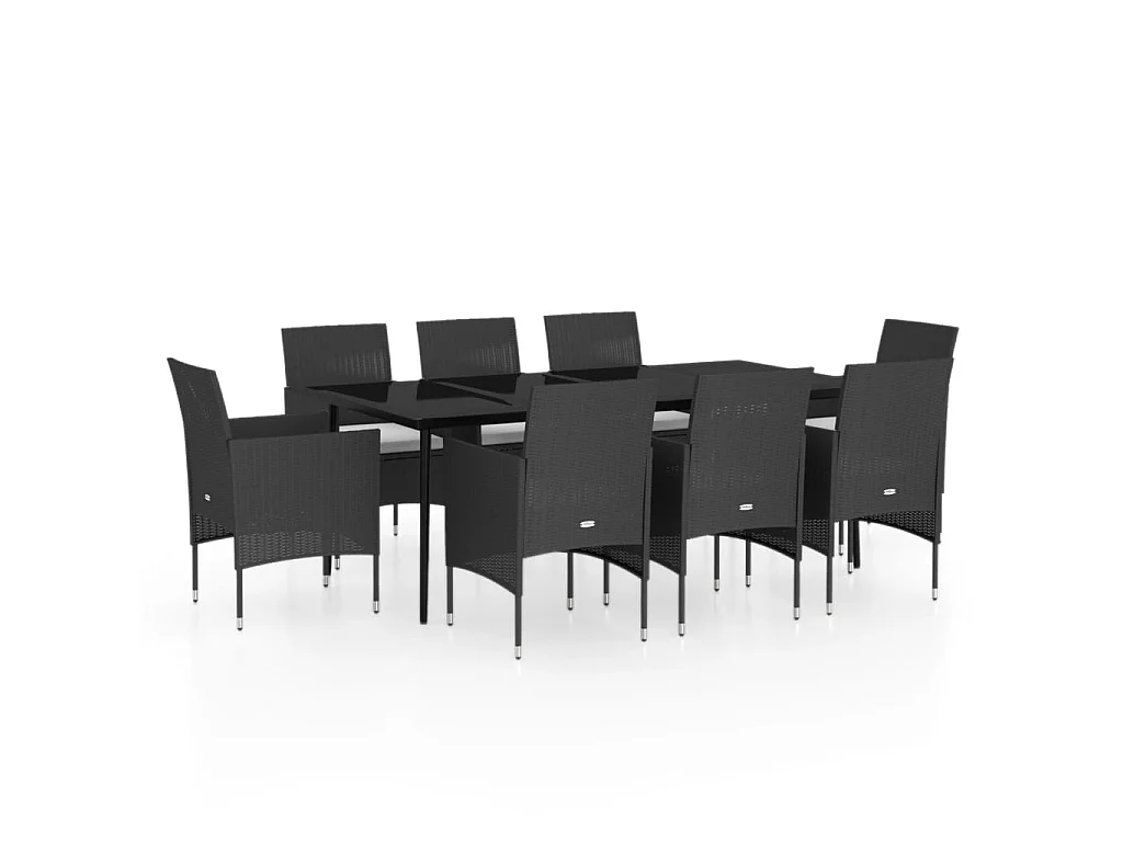Ensemble de salle à manger de jardin avec coussins 9 pcs Noir 5