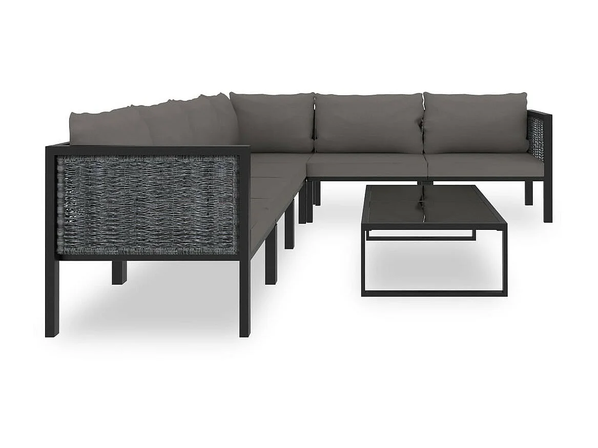Salon de jardin 7 pcs avec coussins Résine tressée Anthracite 2