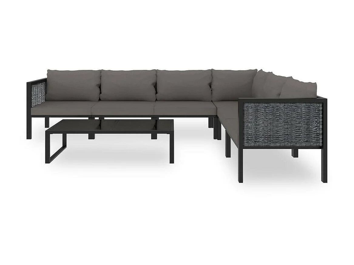 Salon de jardin 7 pcs avec coussins Résine tressée Anthracite 2