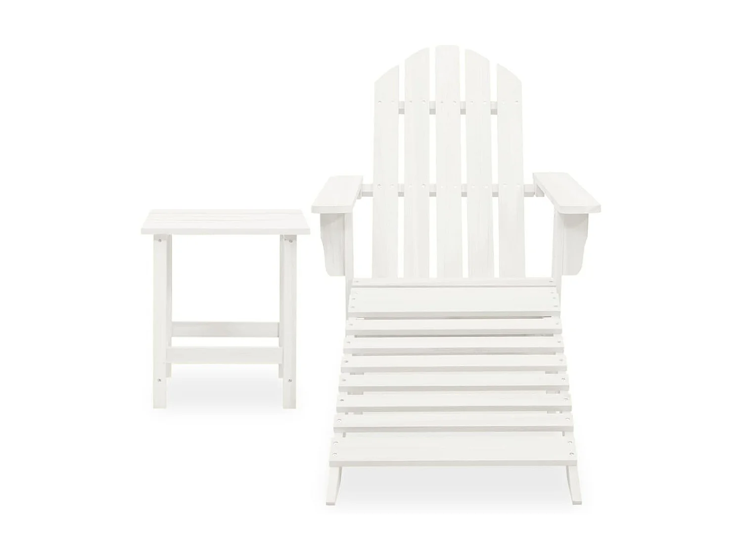 Chaise de jardin Adirondack avec pouf et table Sapin Blanc