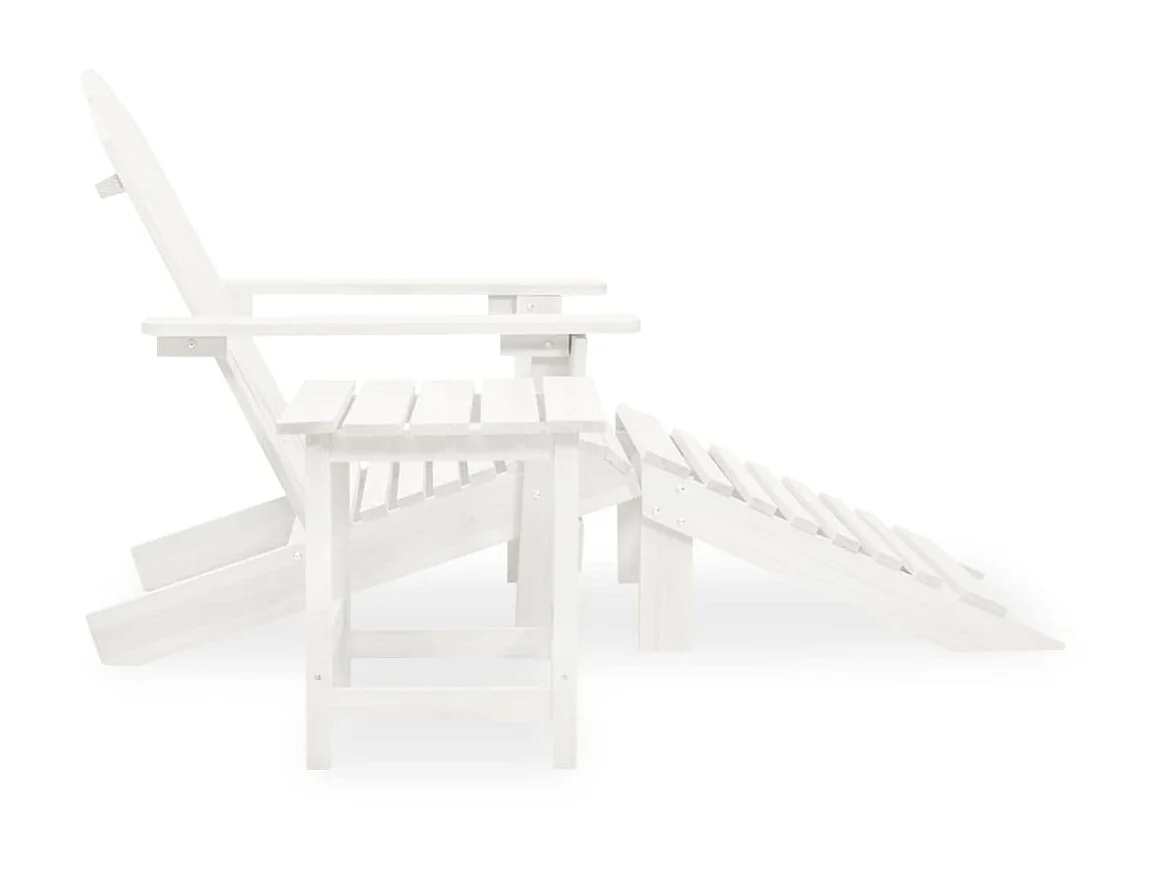 Chaise de jardin Adirondack avec pouf et table Sapin Blanc