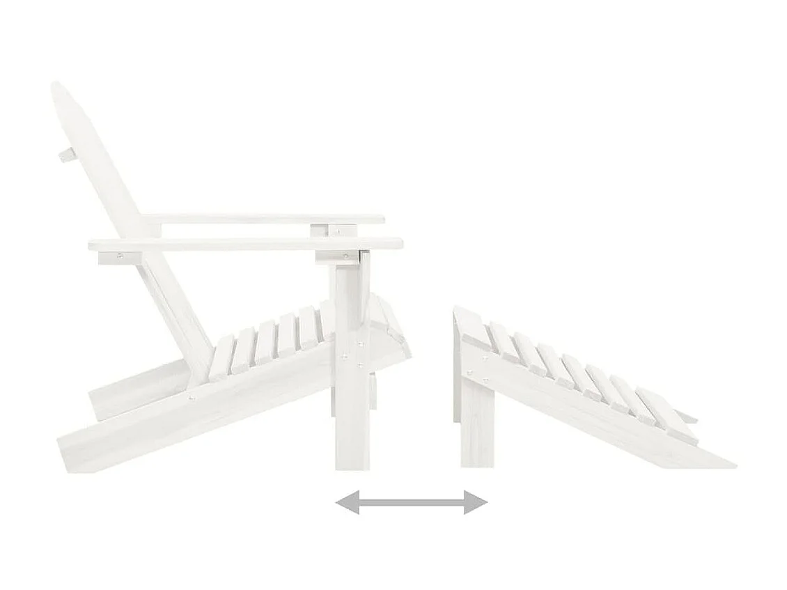 Chaise de jardin Adirondack avec pouf et table Sapin Blanc