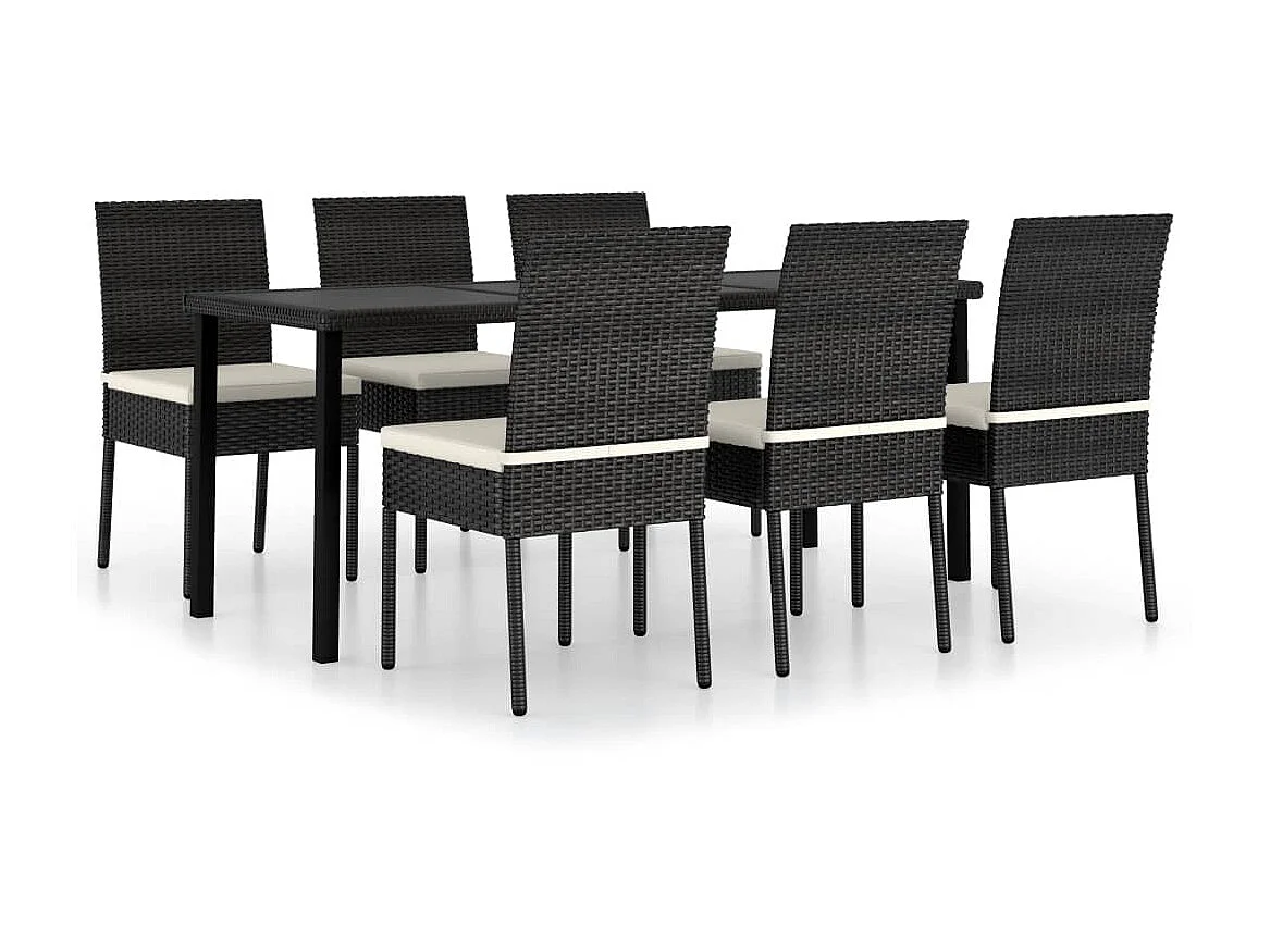 Ensemble de salle à manger de jardin 7 pcs Résine tressée Noir 3