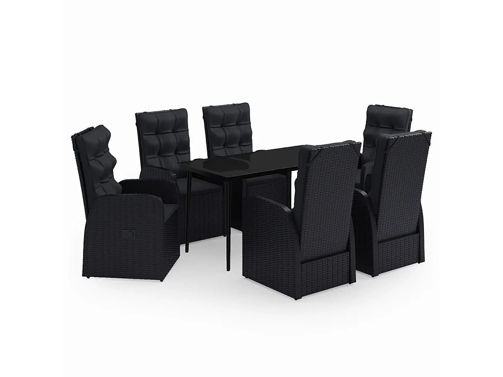 Ensemble de salle à manger de jardin avec coussins 7 pcs Noir 13