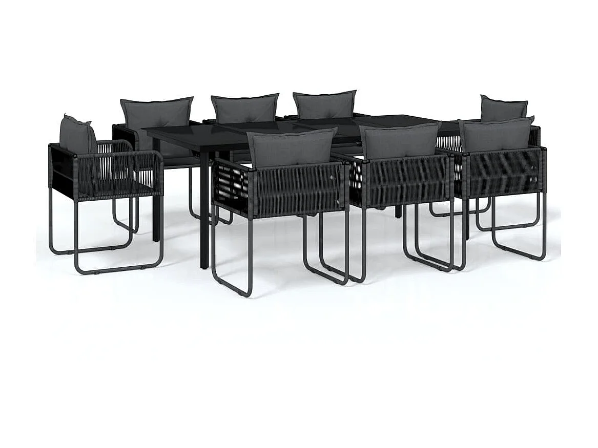 Ensemble de salle à manger de jardin 9 pcs Noir 22