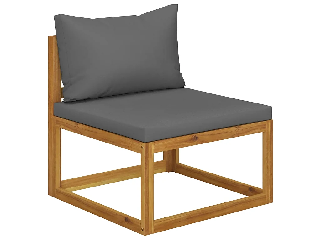 Salon de jardin 6 pcs avec coussin Bois d'acacia solide 5