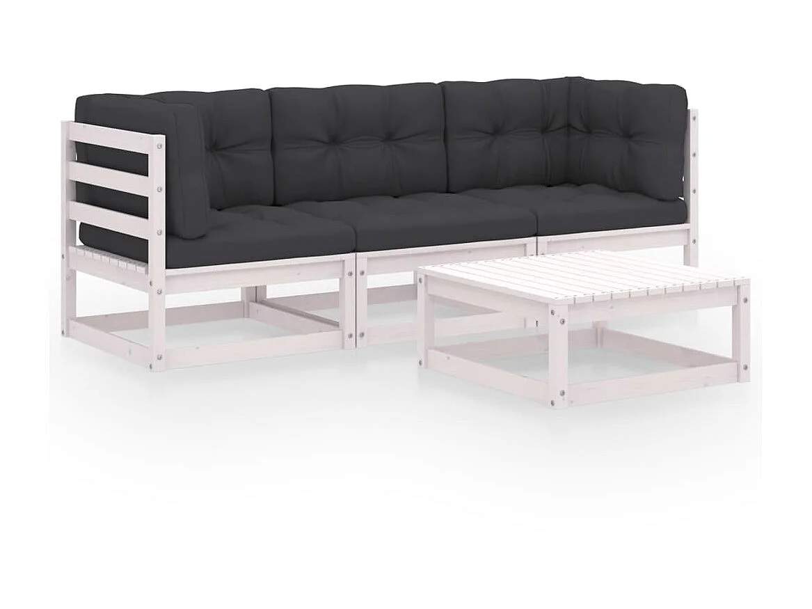 Salon de jardin 4 pcs avec coussins Bois de pin massif 20