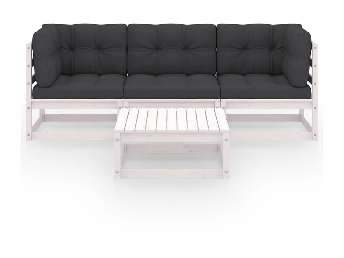 Salon de jardin 4 pcs avec coussins Bois de pin massif 20