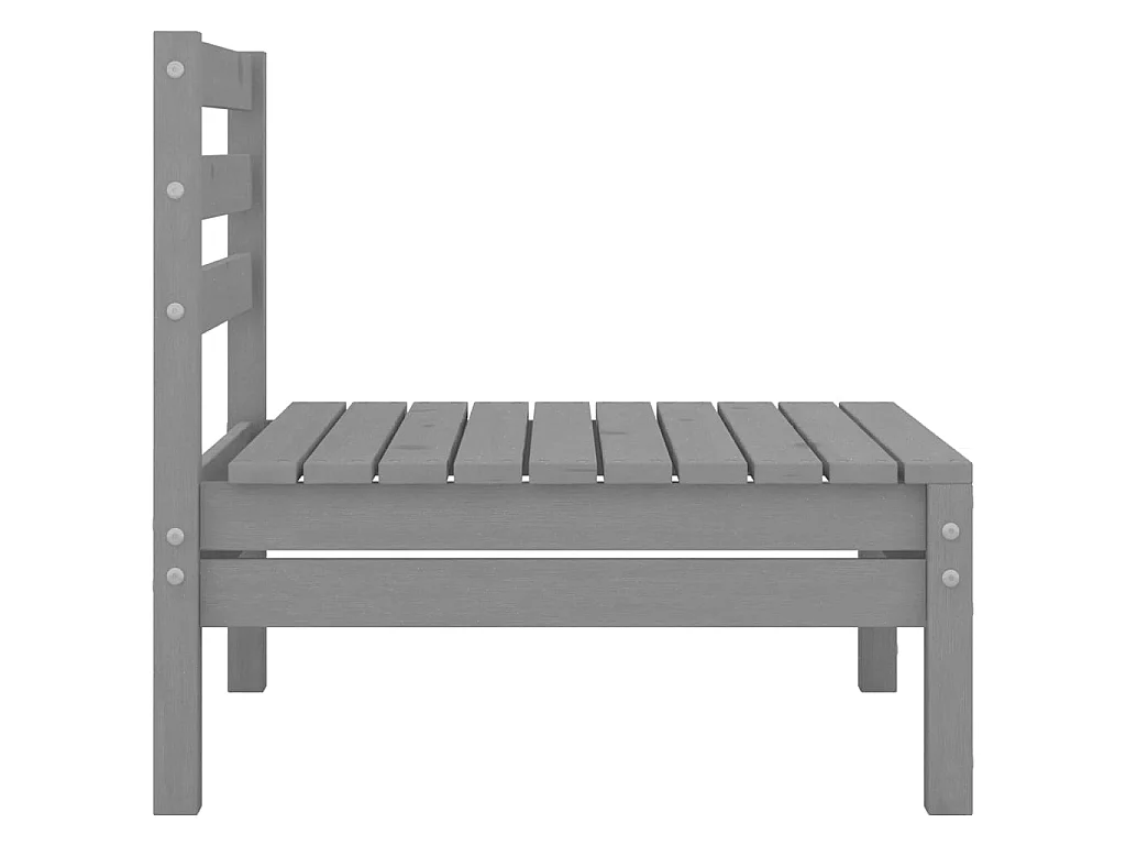 Salon de jardin 3 pcs Bois de pin massif Gris