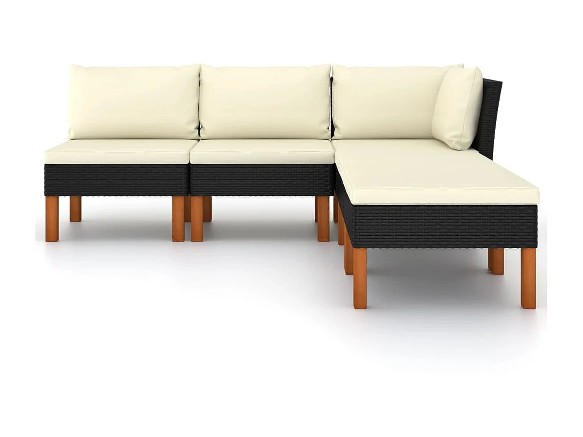 Salon de jardin 5 pcs avec coussins Résine tressée Noir 40