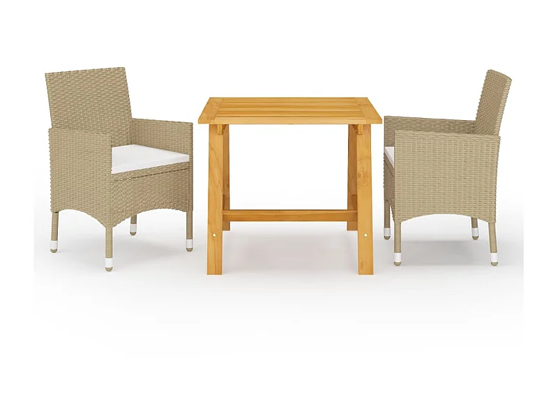 Ensemble de salle à manger de jardin 3 pcs Beige 4