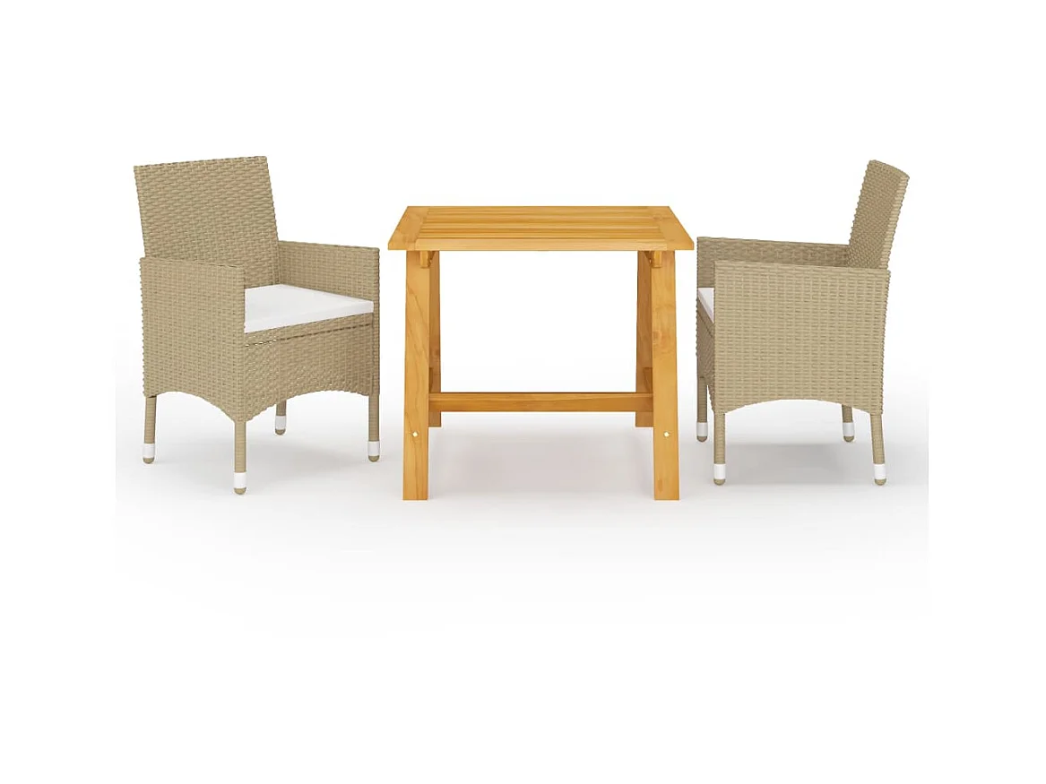 Ensemble de salle à manger de jardin 3 pcs Beige 4