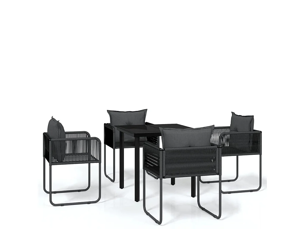 Ensemble de salle à manger de jardin 5 pcs Noir 45