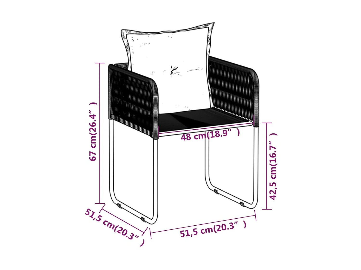Ensemble de salle à manger de jardin 5 pcs Noir 45