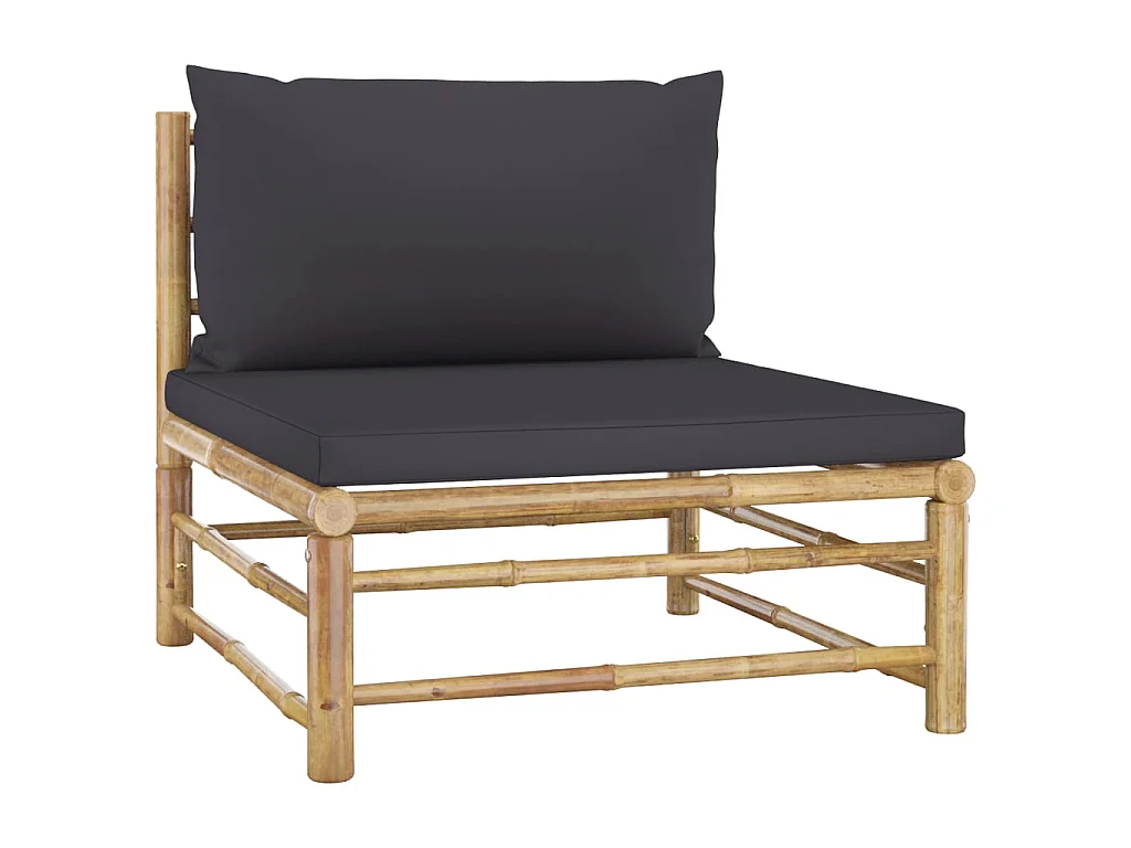 Salon de jardin 10 pcs avec coussins gris foncé Bambou