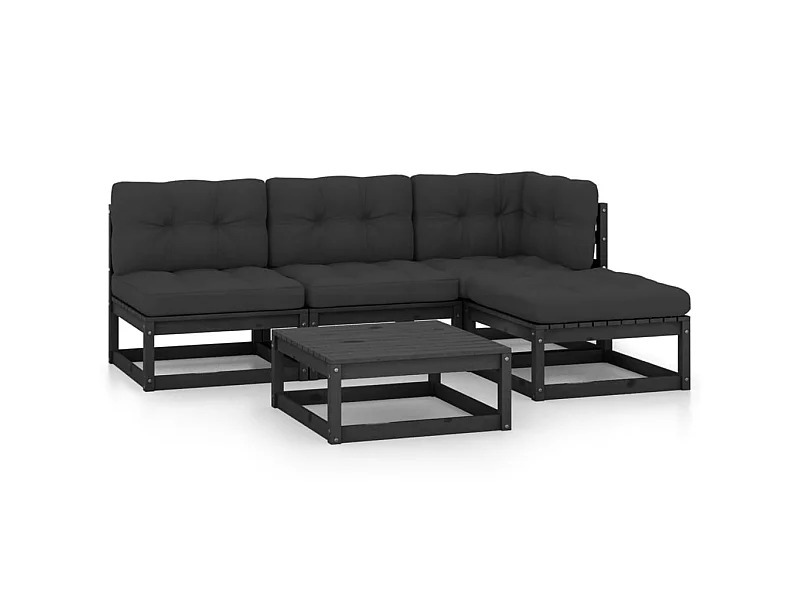 Salon de jardin 5 pcs avec coussins Bois de pin massif 45