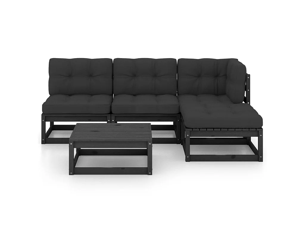 Salon de jardin 5 pcs avec coussins Bois de pin massif 45