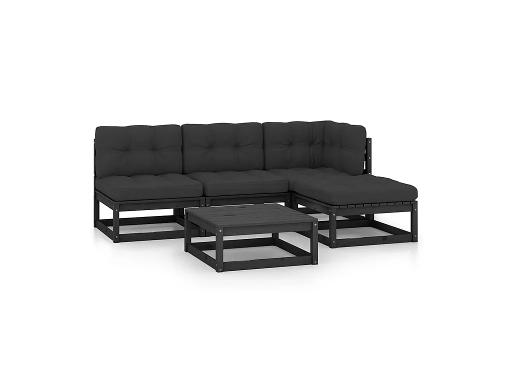 Salon de jardin 5 pcs avec coussins Bois de pin massif 45
