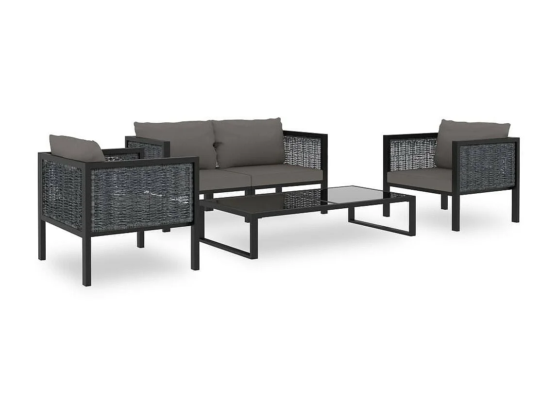 Salon de jardin 5 pcs avec coussins Résine tressée Anthracite