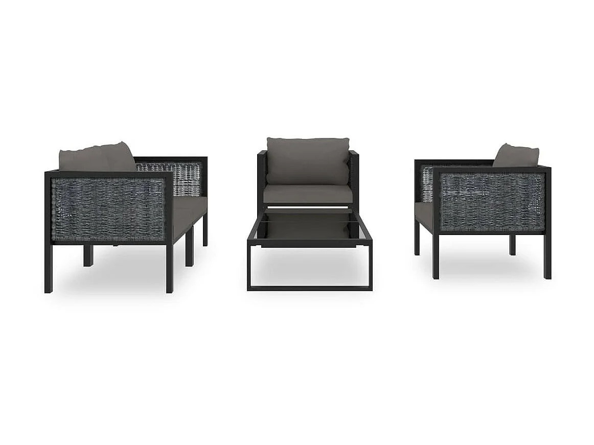 Salon de jardin 5 pcs avec coussins Résine tressée Anthracite