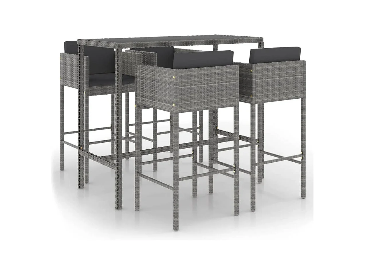 Ensemble de bar de jardin 5 pcs et coussins Résine tressée Gris 17