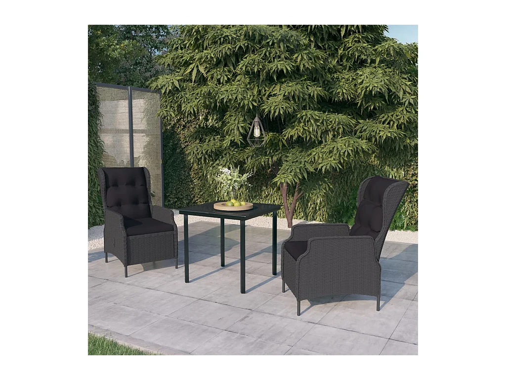 Ensemble de salle à manger de jardin 3 pcs Gris foncé