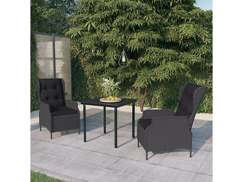Ensemble de salle à manger de jardin 3 pcs Gris foncé