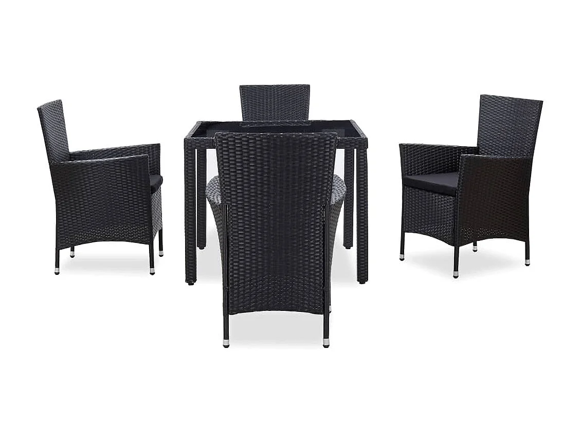 Mobilier à dîner d'extérieur 5 pcs Résine tressée Noir 2