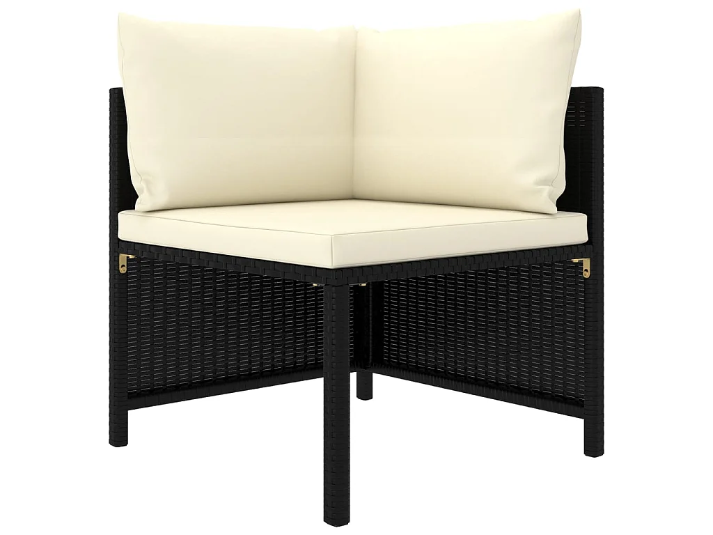 Salon de jardin 6 pcs avec coussins Résine tressée Noir 52