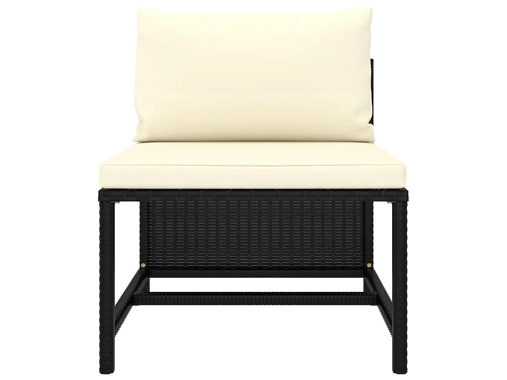 Salon de jardin 6 pcs avec coussins Résine tressée Noir 52